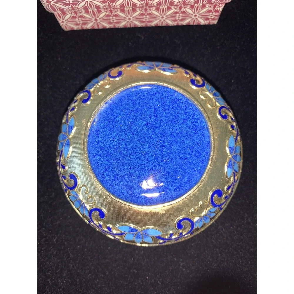 VINTAGE‎ CLOISONNE ENAMEL TRINKET BOX Rose And Butterfly Lilly 3 1/4